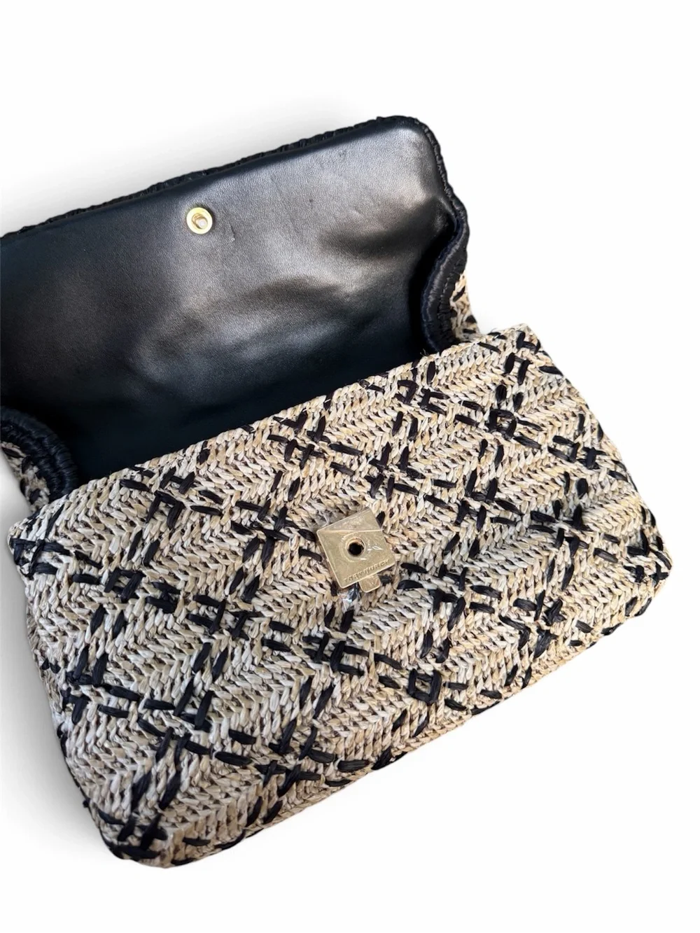 NWOT! Tory Burch Fleming Soft Straw Clutch Bag